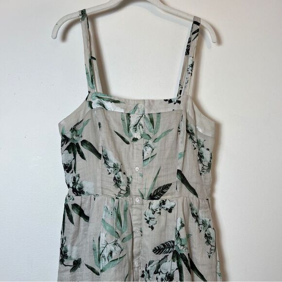 Banana Republic Maxie Dress | Ramie | Button Front | Khaki Floral | Medium - Picture 4 of 12